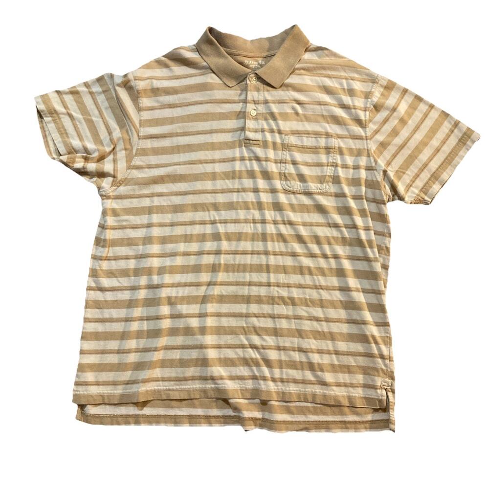 Men’s St. John’s Bay Striped Y2K Polo Collared Shirt Jersey XL 100% Cotton